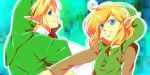  a_link_to_the_past blue_eyes dual_persona earrings gloves hat jewelry link nintendo ocarina_of_time pointy_ears saiba_(henrietta) smile the_legend_of_zelda 