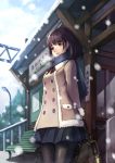  anegasaki_nene brown_hair jacket love_plus moo_(rhythmpop) pantyhose short_hair snow snowing solo 