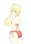  1girl bikini blonde_hair kouji_(campus_life) long_hair monogatari_(series) oshino_shinobu pointy_ears solo swimsuit yellow_eyes 