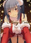  1girl artist_request breasts christmas cosmic_break grey_hair large_breasts mecha_jetter_girl official_art red_eyes solo 