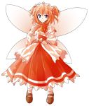  1girl alphes_(style) blonde_hair bow dairi dress hair_bow hands_on_hips looking_at_viewer parody smile solo style_parody sunny_milk touhou transparent_background violet_eyes wings 