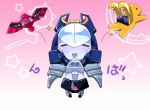  1boy =_= ball_and_chain buri_hamachi chibi deathsaurus decepticon eagle_breast mechanical_wings no_nose open_mouth robot solo star tiger_breast transformers transformers:_victory wings yojio_(2188) 