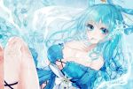  1girl apt blue_eyes blue_hair breasts cleavage kaku_seiga large_breasts long_hair nail_polish smile solo touhou 