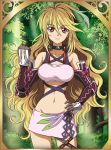  blonde_hair breasts brown_hair forest frame gloves hanzou milla_maxwell miniskirt multicolored_hair nature red_eyes ribbon skirt tales_of_(series) tales_of_xillia tubetop two-tone_hair 
