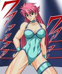  1girl breasts cleavage leotard long_hair mighty_yukiko pink_hair smile solo taroimo_(00120014) violet_eyes wrestle_angels wrestle_angels_survivor wrestling_outfit wrestling_ring wristband 