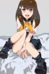  1girl boots brown_eyes brown_hair gatchaman_crowds ichinose_hajime long_hair open_mouth rikku04 school_uniform solo 