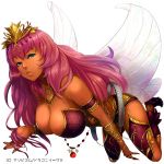  1girl bare_shoulders breasts cleavage crown fairy_wings green_eyes jewelry large_breasts long_hair original silver_(atelier-tengu) wings 