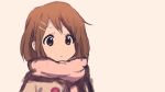  1girl animated animated_gif blinking brown_eyes brown_hair drawfag hair_ornament hairclip hirasawa_yui k-on! scarf short_hair solo tagme 
