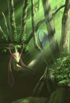  atelier_pocket forest lens_flare milotic nature no_humans pokemon pokemon_(creature) solo sunlight tree water 