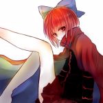  1girl bow cape red_eyes redhead sekibanki short_hair solo touhou 