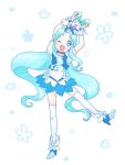  blue_eyes blue_hair chimu_(chimoon) coffret_(heartcatch_precure!) cure_marine flower hair_ornament heart heartcatch_precure! kurumi_erika long_hair magical_girl o_o open_mouth precure thigh-highs wink 