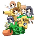 5girls akayama_toshifumi akiyama_yukari crossover girls_und_panzer isuzu_hana military military_vehicle nishizumi_miho reizei_mako takebe_saori tank vehicle wacky_races 