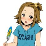  1girl blush brown_eyes brown_hair casual clothes_writing k-on! short_hair side_ponytail tainaka_ritsu tateshina 