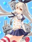  &gt;_&lt; 1girl anchor blonde_hair gloves hairband kantai_collection microskirt nanaya65 panties personification pointing rensouhou-chan sailor_dress shimakaze_(kantai_collection) skirt star striped striped_legwear thighhighs underwear yellow_eyes 