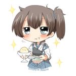  1girl blush brown_hair character_request eating food grey_eyes ice_cream lowres rebecca_(keinelove) short_hair spoon 