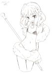  1girl blush dated flat_chest highres mille monochrome simple_background sketch smile solo white_background 