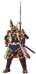  armor glowing helmet highres katana mecha no_humans original polearm samurai samurai_armor shingo_(picturepuzzle) simple_background spear sword weapon white_background 