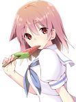  1girl eating food hajime_(kinyou_club) miyanaga_teru popsicle red_eyes redhead saki school_uniform short_hair solo watermelon_bar 