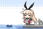  ! &gt;_&lt; :3 =_= anchor atago_(kantai_collection) blonde_hair breasts chibi floating gloves hair_ornament hairband innertube kantai_collection long_hair machinery okitakung personification rensouhou-chan shimakaze_(kantai_collection) water 