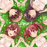  4girls black_hair brown_eyes brown_hair choukou_koukyou_no_inagi closed_eyes dress grass head_wreath long_hair lying misaka_mikoto multiple_girls saten_ruiko shirai_kuroko short_hair to_aru_kagaku_no_railgun to_aru_majutsu_no_index twintails uiharu_kazari 