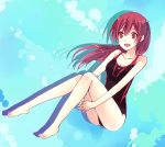  1girl competition_swimsuit free! jouji long_hair matsuoka_gou one-piece_swimsuit ponytail red_eyes redhead swimsuit 