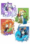  4girls animal_ears aqua_eyes black_hair blonde_hair blue_eyes cat_hair_ornament double_bun dragon haku_(p&amp;d) karin_(p&amp;d) leilan_(p&amp;d) long_hair meimei_(p&amp;d) multiple_girls nyori open_mouth orange_hair puzzle_&amp;_dragons short_hair silver_hair smile tail tiger_tail triangle_mouth turtleneck twintails yellow_eyes 