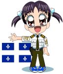  1girl brown_eyes flag futari_wa_precure futari_wa_precure_max_heart highres holster kagayama_miu police police_uniform precure purple_hair schneider_(sierra-77) solo uniform 