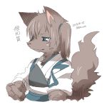  1girl animal_ears blue_eyes furry kaga_(kantai_collection) kantai_collection lowres rebecca_(keinelove) tail wolf_ears wolf_tail 