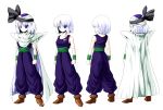  1girl back blue_eyes cape character_sheet crossover dragon_ball dragon_ball_z kamishima_kanon konpaku_youmu looking_at_viewer piccolo piccolo_(cosplay) short_hair silver_hair simple_background solo touhou turban white_background 