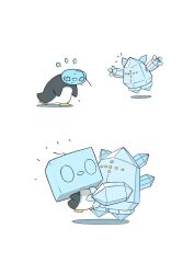  animal_focus bird eiscue eiscue_(ice) eiscue_(noice) hug ice igwjgsarifbfo9u melting no_humans penguin pokemon pokemon_(creature) pokemon_focus regice simple_background smile sweat sweatdrop white_background 