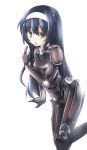  1girl armor azalan_(artist) black_hair blush breastplate crossover gauntlets girls_und_panzer hairband knee_pads long_hair open_mouth pacific_rim reizei_mako shoulder_pads solo tagme yellow_eyes 