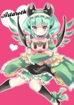  1girl aqua_hair astaroth_(p&amp;d) character_name doll headdress hoshino looking_at_viewer pentagram puzzle_&amp;_dragons short_hair solo violet_eyes wings 