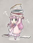  1girl blush book dress hat long_hair patchouli_knowledge purple_hair ribbon solo touhou violet_eyes yuasan 