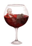  1boy alcohol blue_eyes corss_d cup dante devil_may_cry highres jacket red_jacket solo white_hair wine wine_glass 