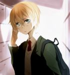  1boy backpack bag bespectacled blonde_hair eugeo glasses green_eyes school_uniform short_hair sword_art_online tsukimori_usako 
