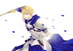  1boy armor blonde_hair blue_eyes excalibur_(fate/prototype) fate/prototype fate_(series) petals saber_(fate/prototype) solo sword weapon yuzuhiro_(98) 