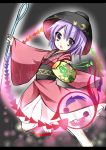  1girl bowl eu_(unknown-me) hat japanese_clothes kimono mallet needle purple_hair short_hair sukuna_shinmyoumaru tassel touhou violet_eyes 
