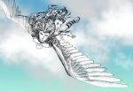  1boy 1girl cars_(jojo) feathers flying headdress hitonoshiro jojo_no_kimyou_na_bouken long_hair runaway_girl_(jojo) time_paradox wings 