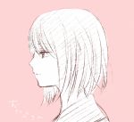  1girl bust character_request majisuka_gakuen monochrome profile short_hair simple_background solo sui_(camellia) 