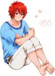  1boy capri_pants ittoki_otoya koriina male o3o red_eyes redhead short_hair solo uta_no_prince-sama 