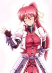  1girl closed_eyes diesel-turbo fingerless_gloves gloves long_hair lyrical_nanoha mahou_shoujo_lyrical_nanoha mahou_shoujo_lyrical_nanoha_a&#039;s pink_hair ponytail signum solo 