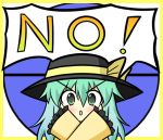  ! &gt;:( &gt;:o :o angry blush crossed_arms frills green_eyes green_hair hat komeiji_koishi long_hair no no! touhou unhappy x 