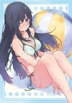  1girl bikini black_hair blush long_hair nike_(smaaaash) original solo swimsuit violet_eyes wet 