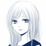  1girl bust long_hair looking_at_viewer monochrome simple_background solo sui_(camellia) white_background 