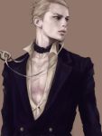  1boy blonde_hair f_(zxc0000) formal jewelry jojo_no_kimyou_na_bouken necklace prosciutto realistic solo suit 