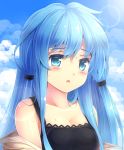  1girl blue_eyes blue_hair clouds duel_monster eria komitsu long_hair robe sky solo yuu-gi-ou yuu-gi-ou_duel_monsters 