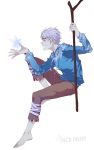  barefoot hoodie jack_frost_(rise_of_the_guardians) magic rise_of_the_guardians sara666 silver_hair solo staff stick 