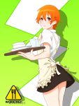  1girl apron inami_mahiru orange_eyes orange_hair plate short_hair solo tray tuto_(nonokuro-psyche-delic) waitress working!! 