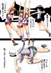  5girls akayama_toshifumi anchovy bike_shorts blonde_hair blush breasts brown_eyes brown_hair buruma drill_hair girls_und_panzer grey_eyes gym_uniform hair_ribbon hairband isobe_noriko kawanishi_shinobu kondou_taeko long_hair multiple_girls ribbon sasaki_akebi short_hair silver_hair sleeveless smile translation_request twin_drills twintails volleyball volleyball_uniform 