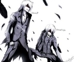  2boys battle element_kof element_kyo grey_skinned_male m.u.g.e.n male multiple_boys red_eyes taito 